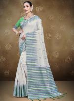 Cotton Parrot Green Traditional Wear Printed Saree